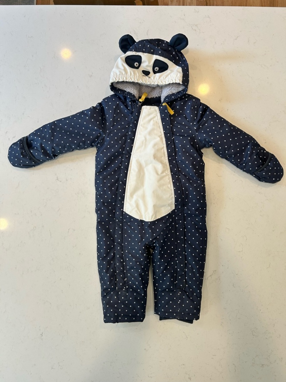 Baby Boden Navy and White Polka Dot Hooded Jacket